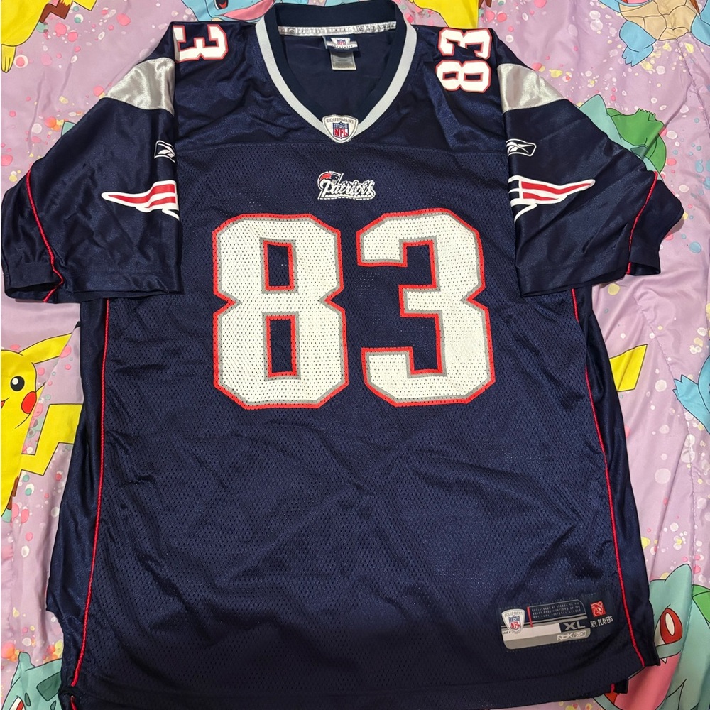 Reebok Navy Blue Patriots Jersey Wes Welker with Red and White Accents